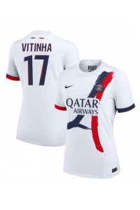 Paris Saint-Germain Vitinha #17 Jalkapallovaatteet Naisten Vieraspaita 2024-25 Lyhythihainen